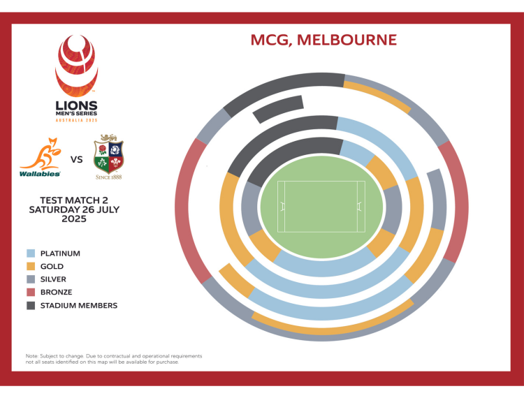 Lions Tour to Australia 2025 Package 2nd & 3rd Test matches Platinum